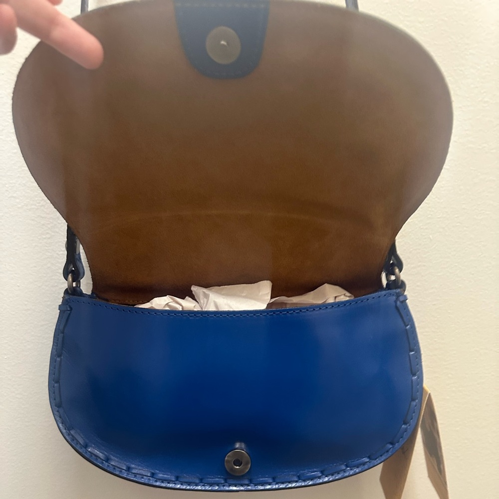 PATRICIA NASH Sky Blue Vintage Floral Tooled Leather Lydie Crossbody - Picture 3 of 4
